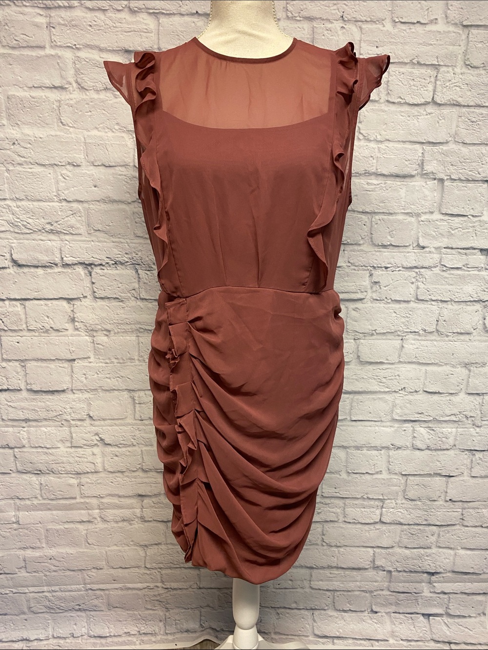 Express Mauve Ruffle Sheath Dress Size Large